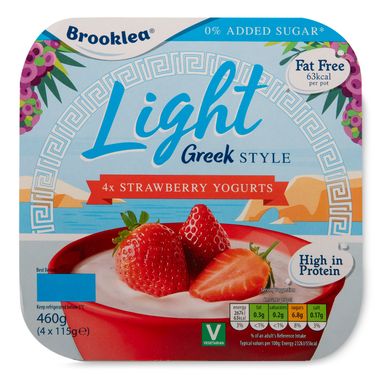 Brooklea Light Greek Style Strawberry Yogurts 4x115g