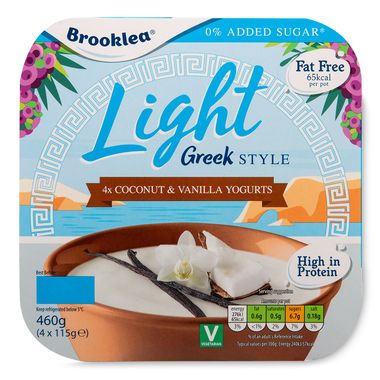 Brooklea Light Greek Style Coconut & Vanilla Yogurts 4x115g