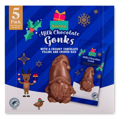 Dairyfine Milk Chocolate Gonk With A Creamy Chocolate Filling And Crisped Rice 5x30g