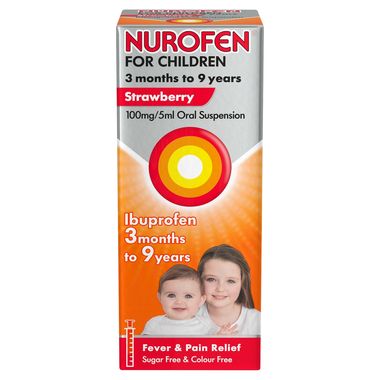 Nurofen For Children Strawberry Oral Suspension 3mths To 9yrs Ibuprofen 100ml