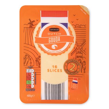 Emporium Dutch Gouda Cheese Slices 400g/16 Pack