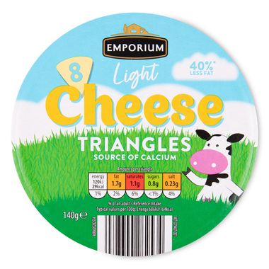 Emporium Light Cheese Triangles 140g/8 Pack