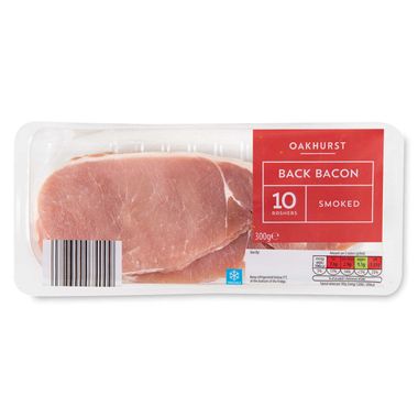 Oakhurst Smoked Back Bacon Rashers 300g/10 Pack