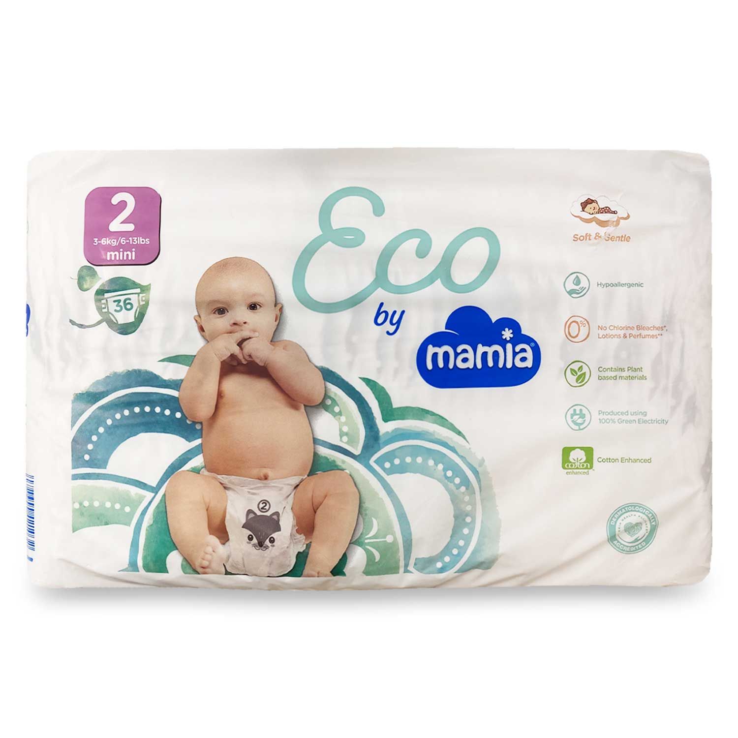 Mamia Eco Nappies 36 Pack/Size 2 Mini 36kg/613lbs ALDI