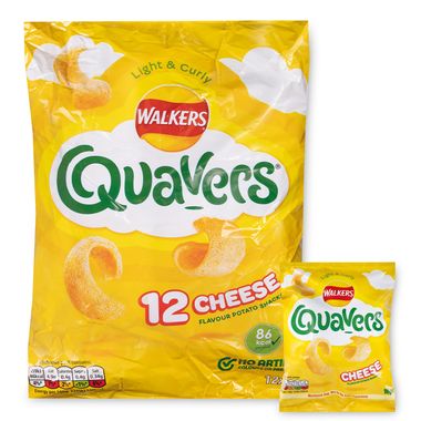 Walkers Quavers Cheese Multipack Snacks Crisps 12 X 16g