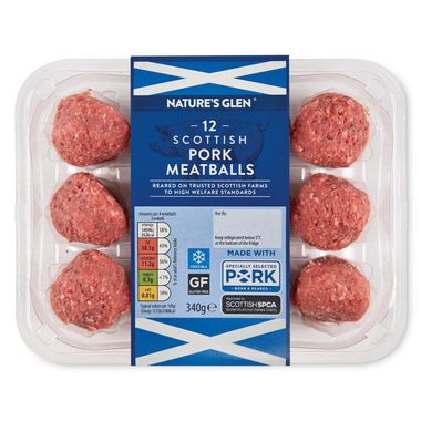 Nature's Glen Scottish Pork Meatballs 340g/12 Pack