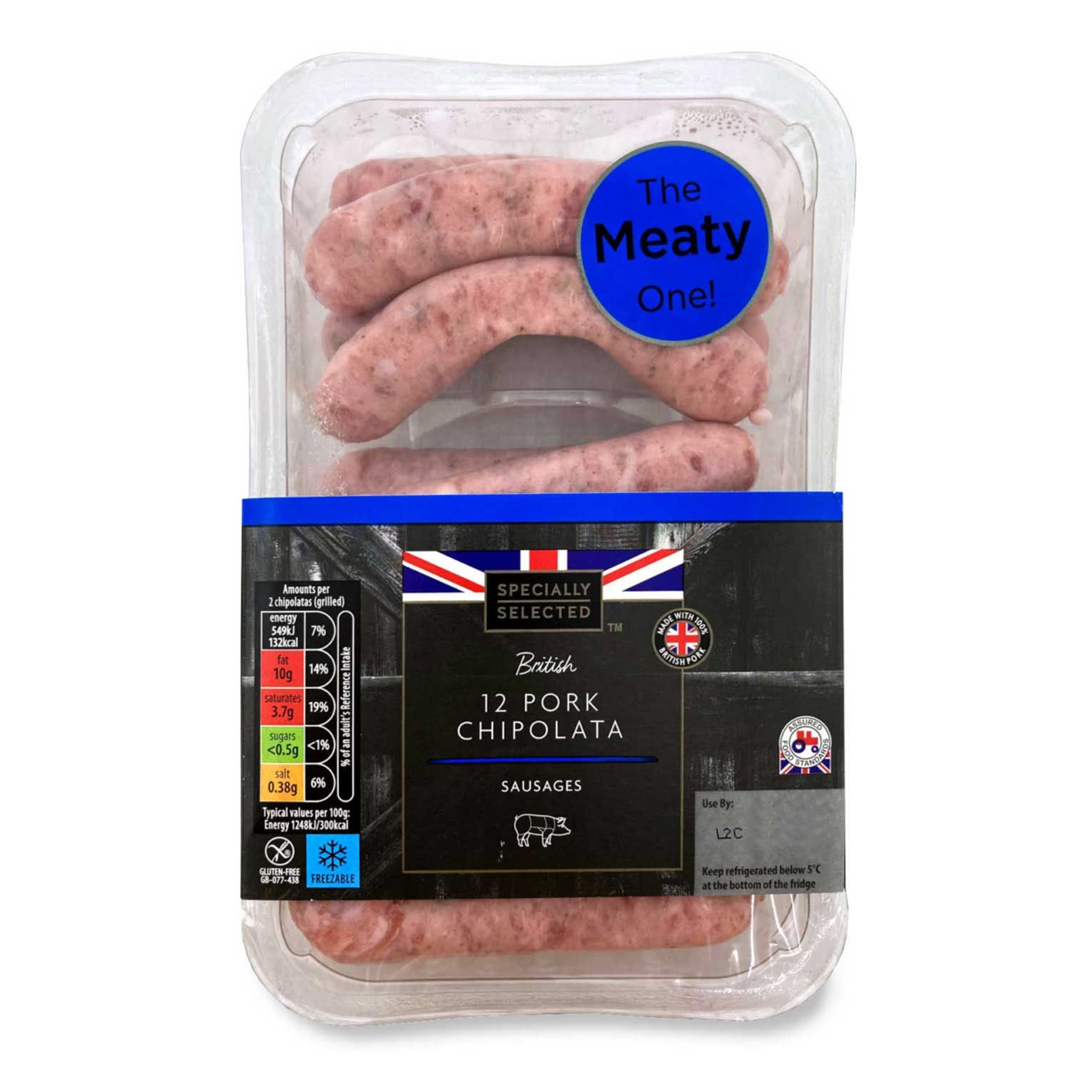 Specially Selected British Pork Chipolata Sausages 375g12 Pack Aldi 0343