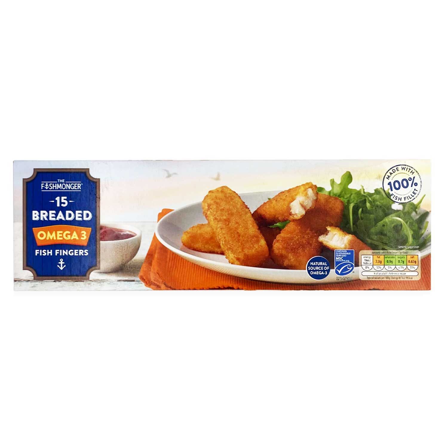 The Fishmonger Breaded Omega 3 Fish Fingers 450g/15 Pack ALDI