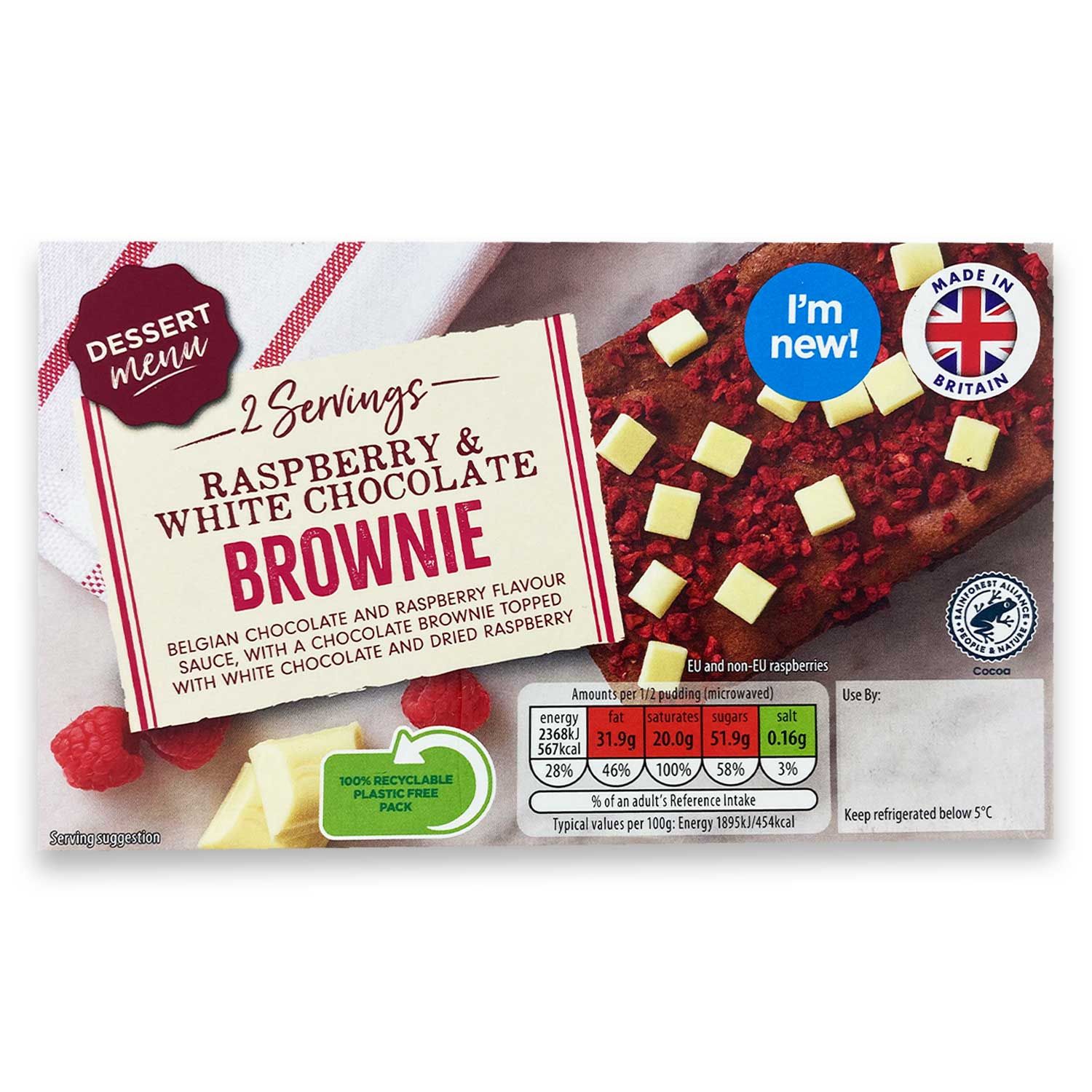 Dessert Menu Raspberry & White Chocolate Brownie 250g ALDI