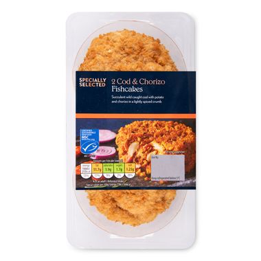 Specially Selected Rich & Spicy Cod & Chorizo Fishcakes 290g/2 Pack