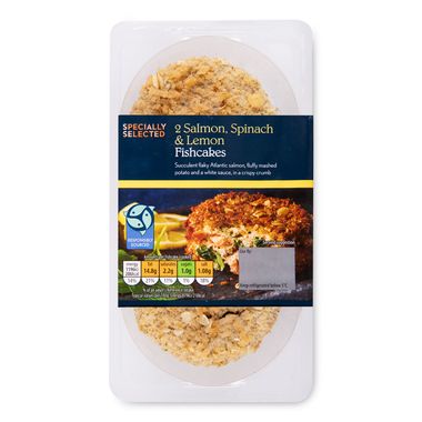 Specially Selected Rich & Zesty Salmon, Spinach And Lemon Fishcakes 290g/2 Pack