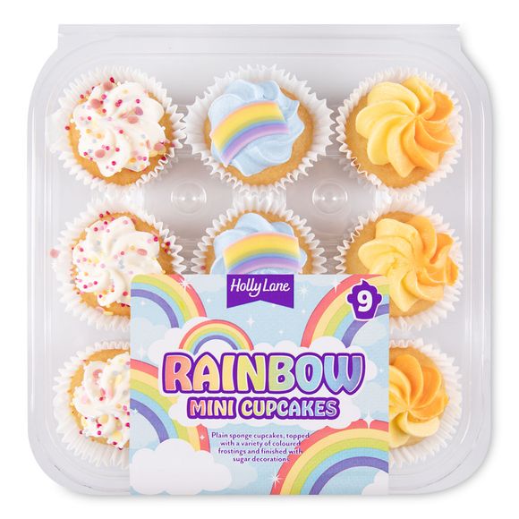 Holly Lane Mini Rainbow Cupcakes 9 Pack | ALDI