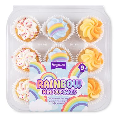 Holly Lane Mini Rainbow Cupcakes 9 Pack