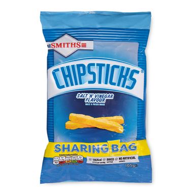 Smiths Chipsticks Salt & Vinegar Crisps Sharing Bag 105g