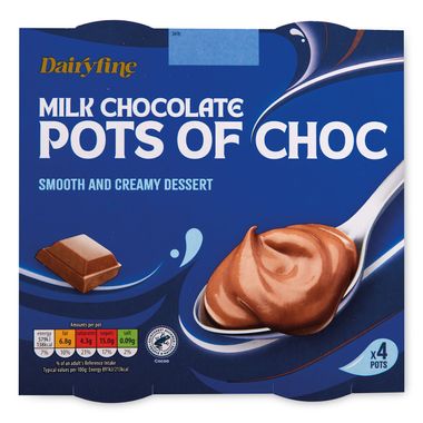 Brooklea Milk Chocolate Pots Of Choc 4x65g