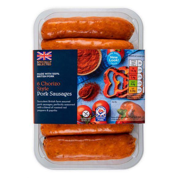 Specially Selected Pork Chorizo Style Pork Sausages 400g6 Pack Aldi 4754