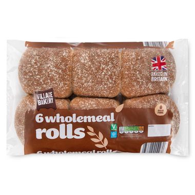 Village Bakery Wholemeal Rolls 390g/6 Pack