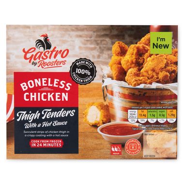 Roosters Gastro Boneless Chicken Thigh Tenders With Hot Sauce 480g