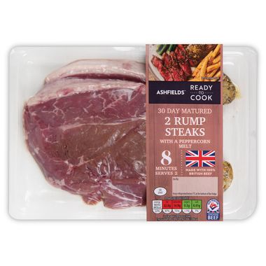 Ashfields Grill 30 Day Matured Rump Steaks With Cracked Black Pepper Butter 400g/2 Pack