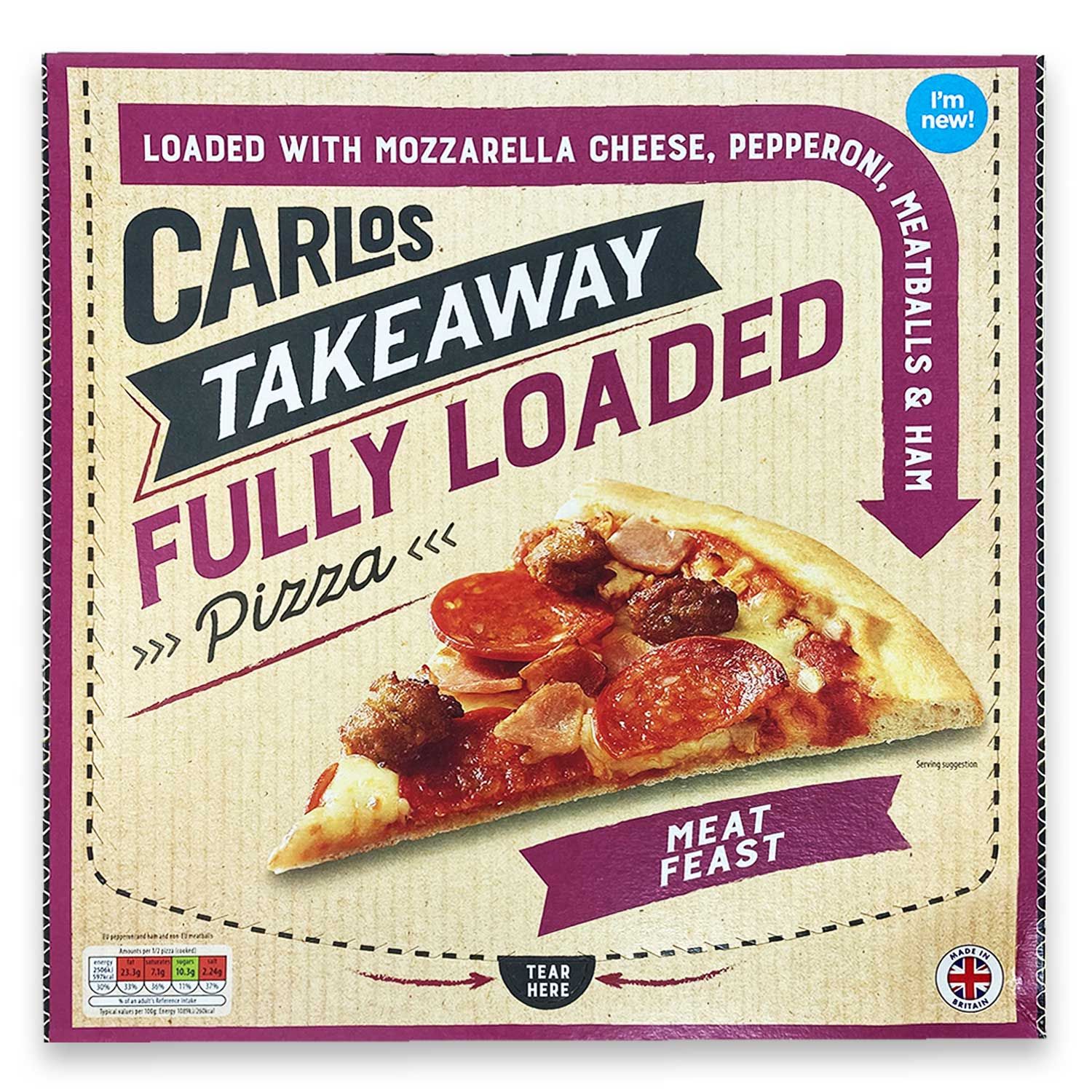 Carlos Takeaway Fully Loaded Meat Feast Pizza 510g ALDI