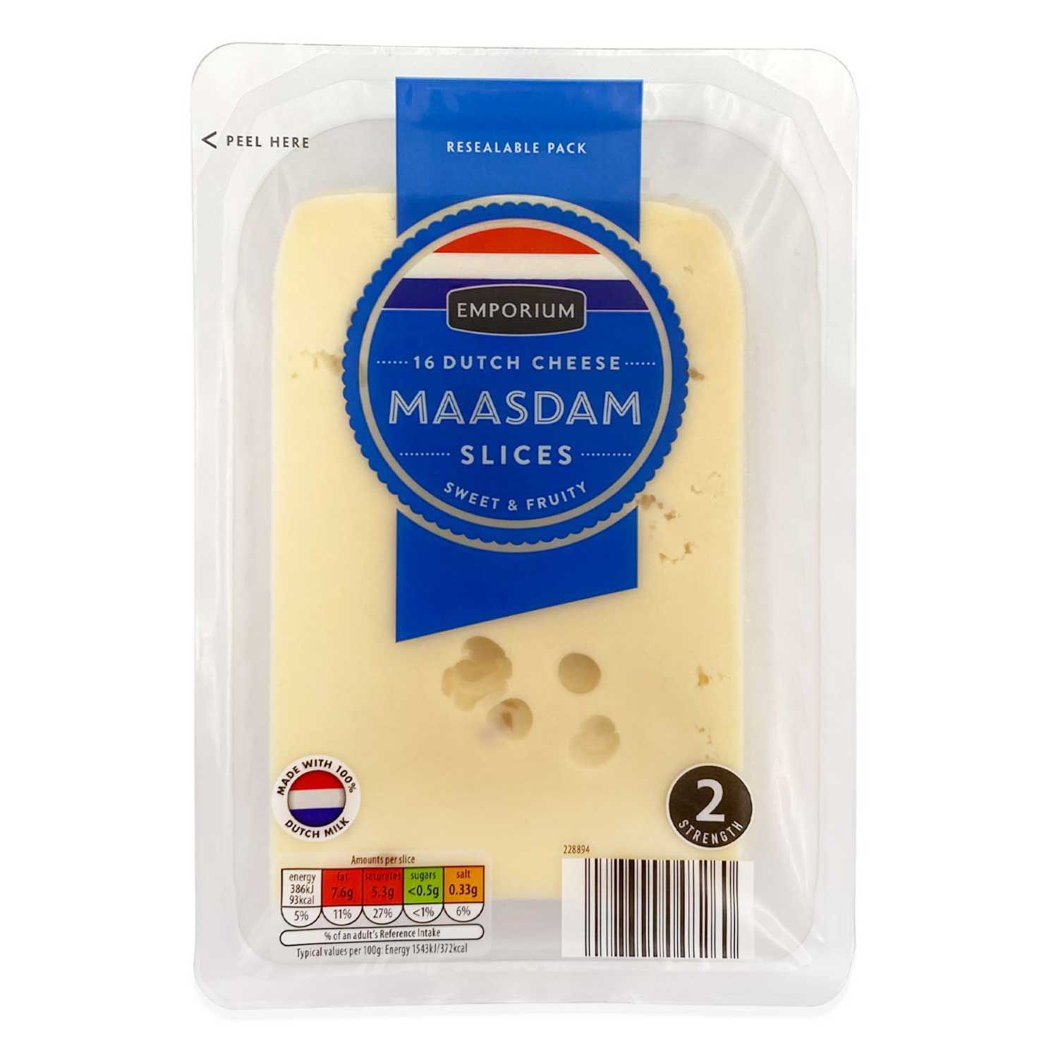 Emporium Dutch Cheese Maasdam Slices 400g/16 Pack ALDI