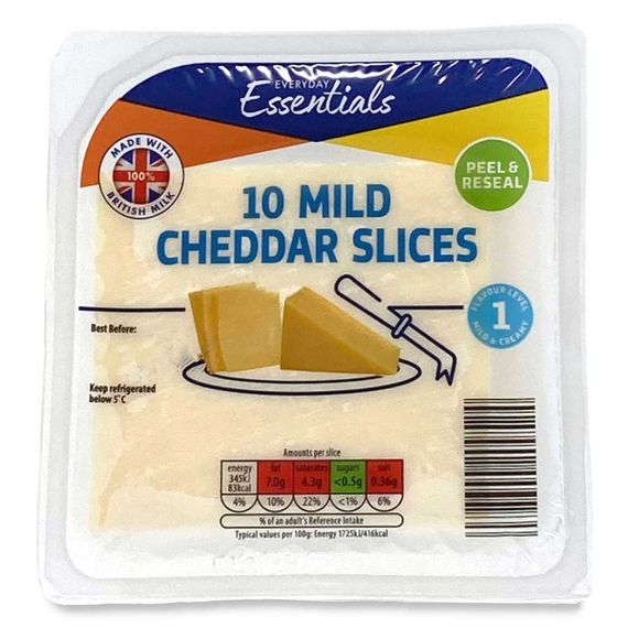 Everyday Essentials Mild Cheddar Slices 200g/10 Pack | ALDI