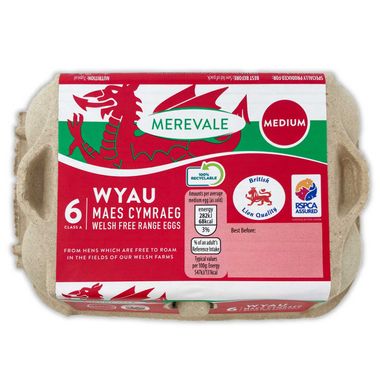 Merevale Medium Welsh Free Range Eggs 6 Pack