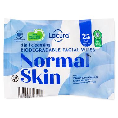 Lacura 3-in-1 Refreshing Cleansing Facial Wipes 25 Pack