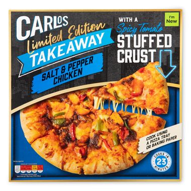 Carlos Takeaway Salt & Pepper Chicken Pizza With A Spicy Tomato Crust 527g