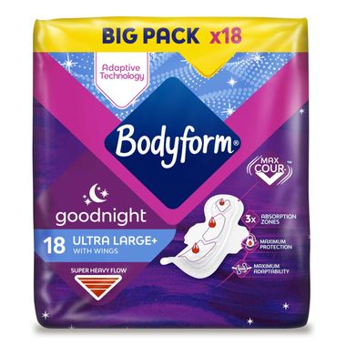 Bodyform Cour-v Ultra Night Sanitary Towels Wings 18 Pack