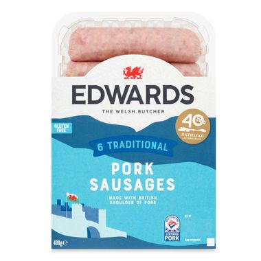 Edwards 6 Traditional Pork Sausages 400g