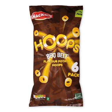 Snackrite BBQ Beef Flavour Potato Hoops 6x25g