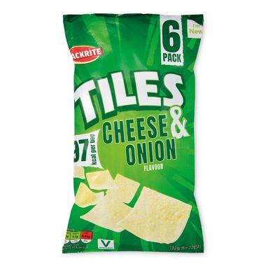 Snackrite Tiles Cheese & Onion Flavour 6x22g