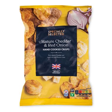 Specially Selected Mature Cheddar & Red Onion Hand Cooked Crisps 150g