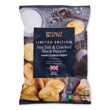 Specially Selected Hand Cooked Black Pepper & Sea Salt Potato Crisps 150g