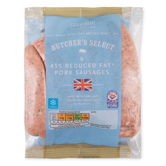 Butcher's Select 45% Reduced Fat Pork Sausages 454g/8 Pack | ALDI