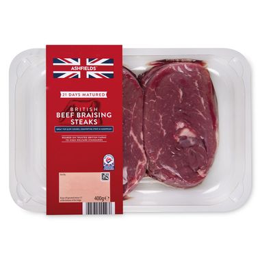 Ashfields British Beef Braising Steaks 400g