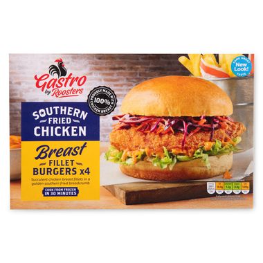 Roosters Gastro Southern Fried Chicken Breast Fillet Burgers 400g