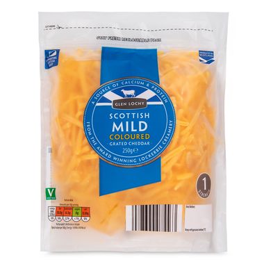 Glen Lochy Scottish Grated Mild Coloured Cheddar 250g