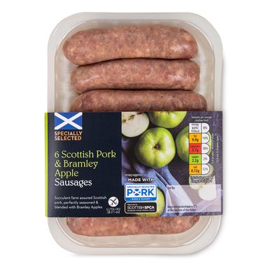 Specially Selected Scottish Pork & Bramley Apple Sausages 400g/6 Pack