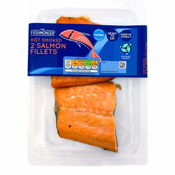 The Fishmonger 2 Hot Smoked Salmon Fillets 185g | ALDI