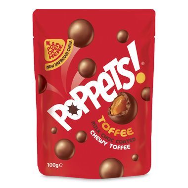 Poppets Milk Choc Coated Chewy Toffee 100g