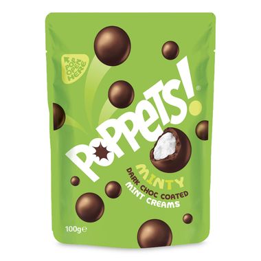 Poppets Minty Dark Choc Coated Mint Creams 100g