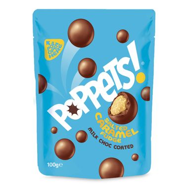 Poppets Salted Caramel Fudge Milk Choc Coated 100g