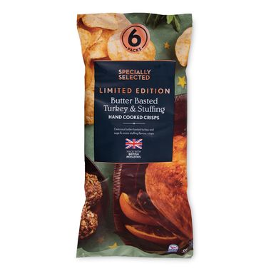 Specially Selected Butter Basted Turkey & Stuffing Hand Cooked Crisps 6x25g