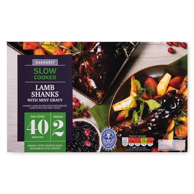 Oakhurst Slow Cooked Lamb Shanks With Mint Gravy 800g