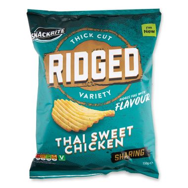 Snackrite Thick Cut Ridged Thai Sweet Chicken Flavour Crisps 150g