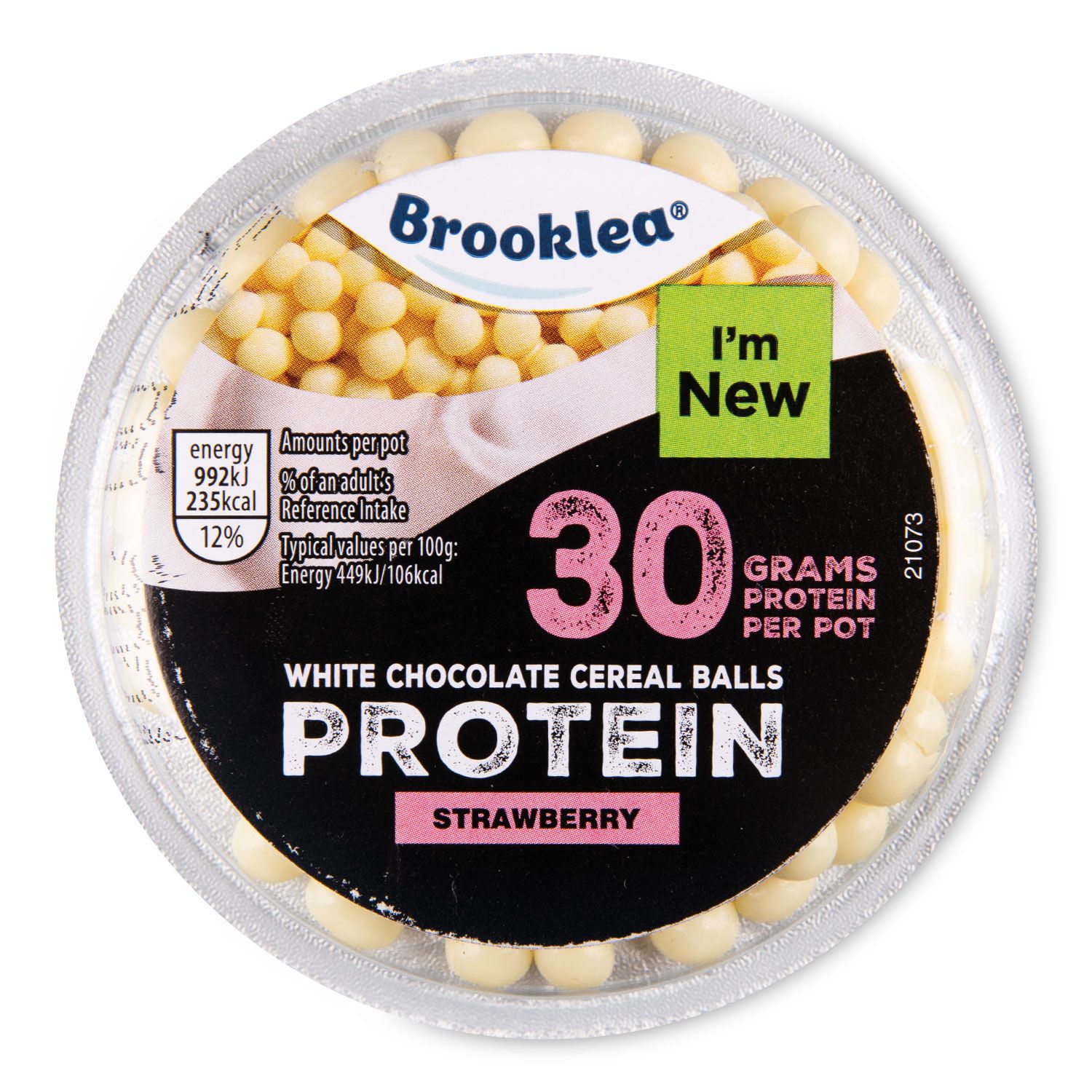 Brooklea White Chocolate Cereal Balls Strawberry Protein Pot 221g | ALDI