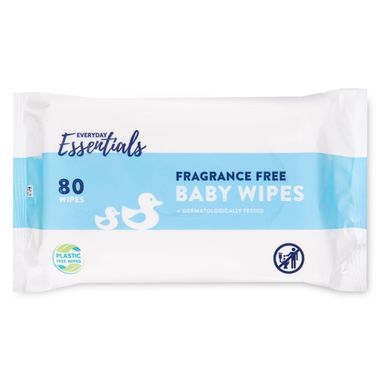 Everyday Essentials Fragrance Free Baby Wipes 80 Pack