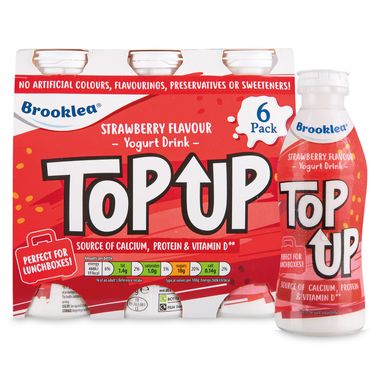 ALDI > Food Cupboard > Brooklea Top Up Strawberry Flavour Yogurt Drink 6x180g